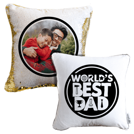 *Add Your Photo* Father's Day Personalized Sequin Photo Pillow