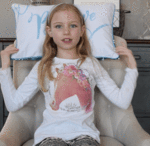 BELIEVE Pillow w/ Lake Blue & Silver Reversible Sequins