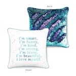 CONFIDENCE Mermaid Pillow w/ Aqua & Purple Sequins - Mermaid Pillow Co