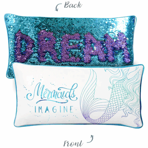 IMAGINE Mermaid Pillow w/ Reversible Sequins Back