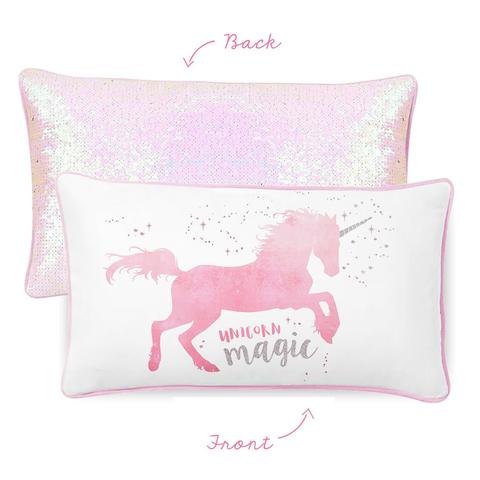 MAGICAL Unicorn Pillow w/ Reversible Iridescent & Silver Sequins